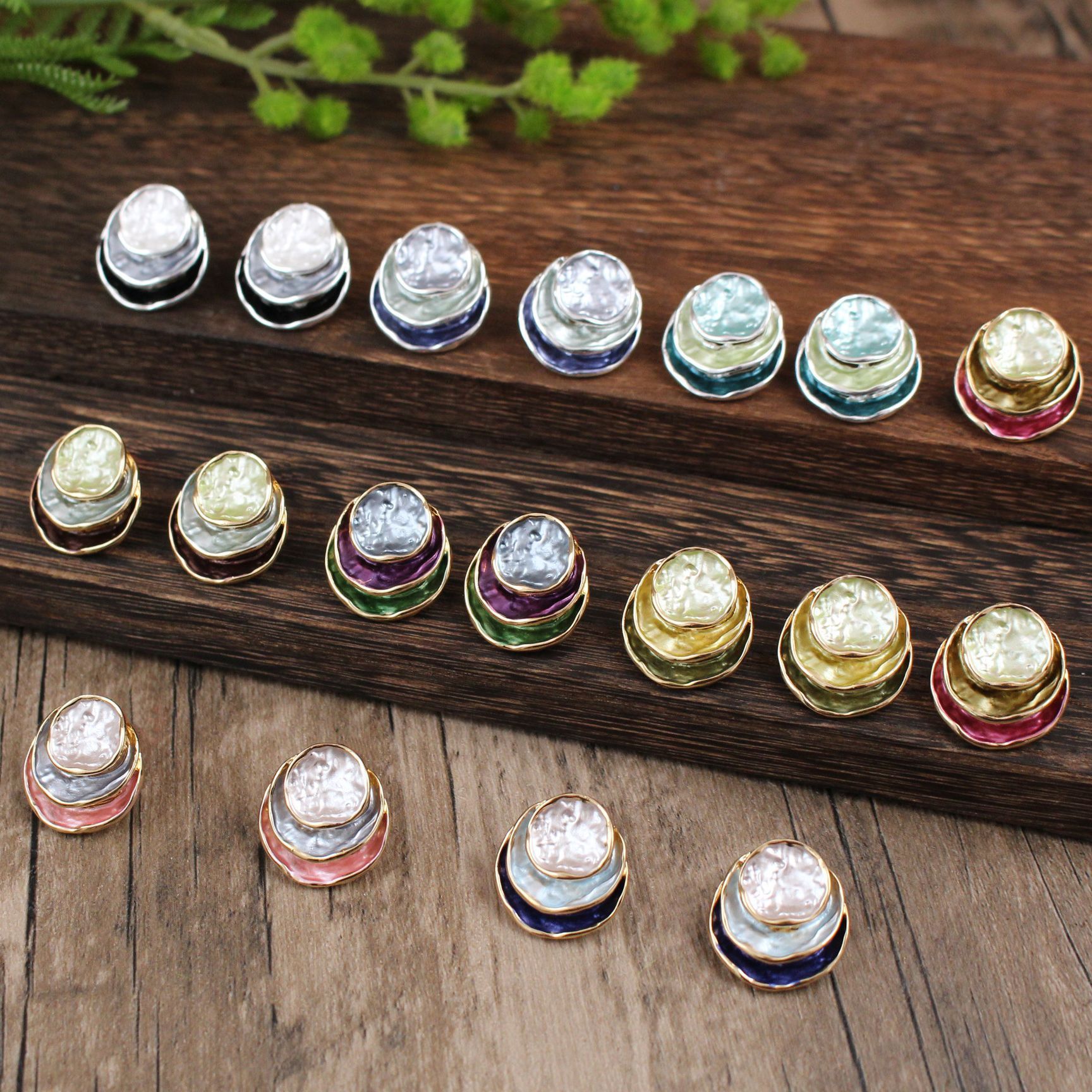 Ins Three-colored Painting Round Earrings Fashion Elegant Versatile Geometric Earrings For Women Jewelry - Image 7